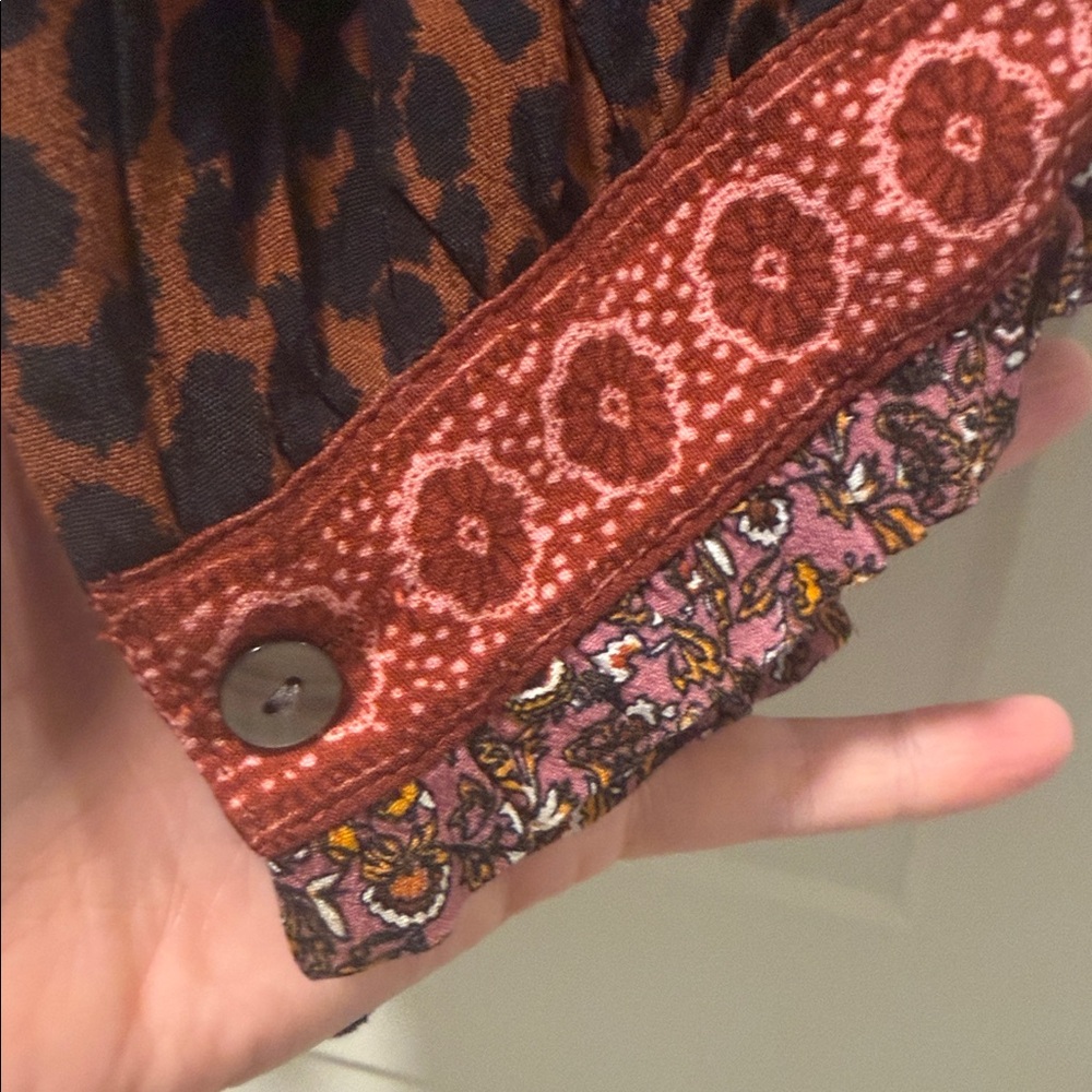 John Mark Multicolor Boho Embroidered Tunic - Rust & Black - Picture 7 of 8